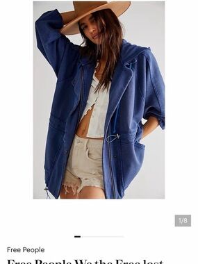 We The Free Washed Blue Hooded Utility Jacket